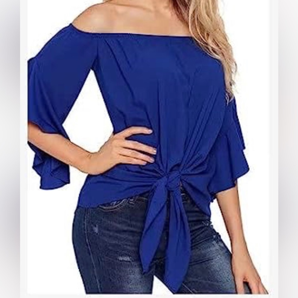 Amazon Off The Shoulder Top, with Tie Knot